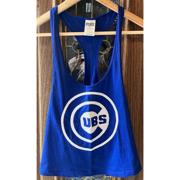 Victorias Secret PINK CHICAGO CUBS Tank Top Shirt 5th Ocean Rare LOVE PINK Sz XS - Picture 1 of 4